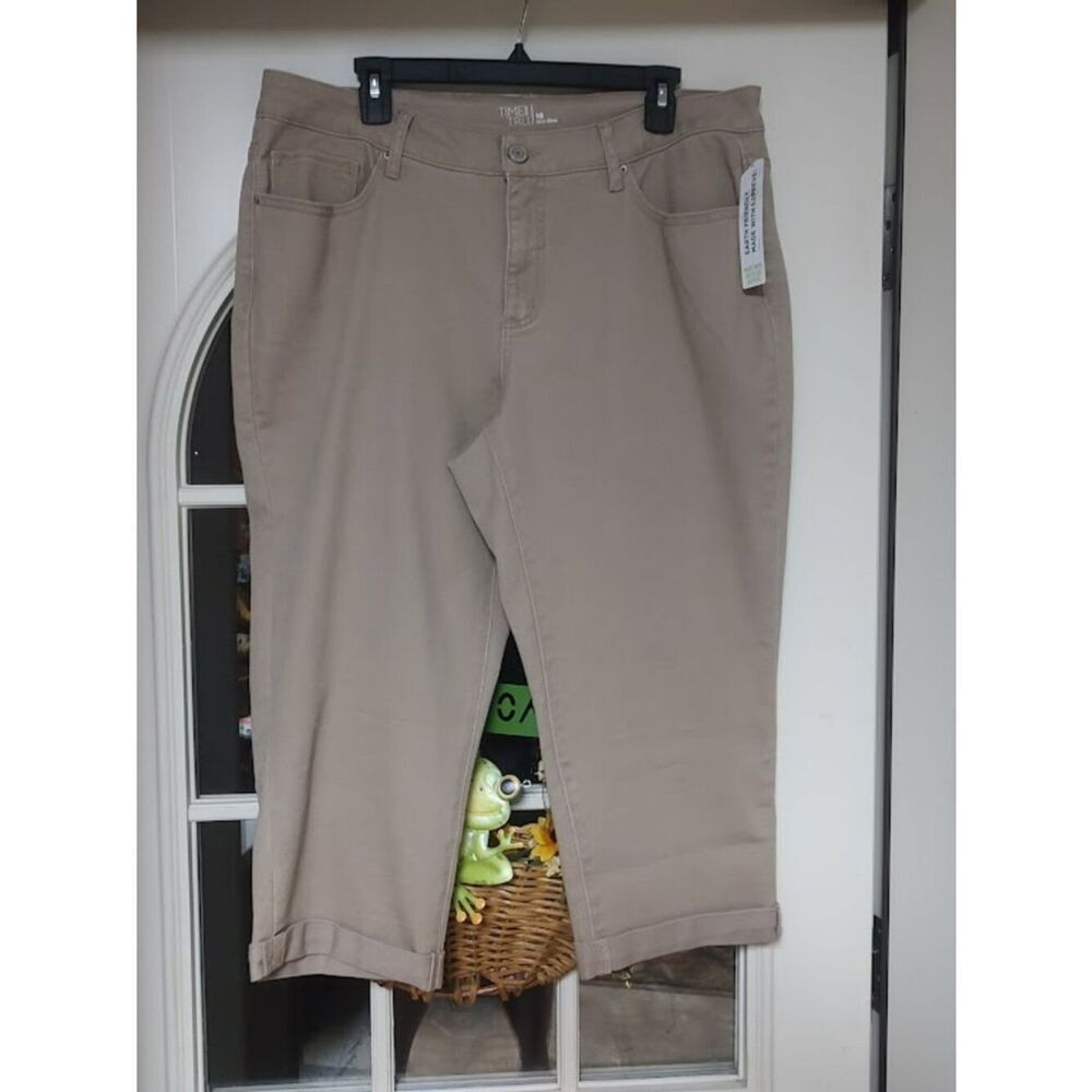 New Time And Tru Beige Midrise Stretch Jean Capri Size Women's 18